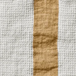 200 LINTEX Salle De Bain : Esprit Japonais|Serviettes De Table-Serviette de bain en lin - Nid d'abeille - Bande Jaune Asahi