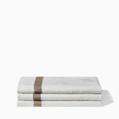 200 LINTEX Maison De Campagne|Serviettes De Table-Serviette de bain en lin - Nid d'abeille - Bande Brun Cha Iro