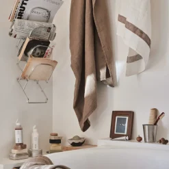 200 LINTEX Maison De Campagne|Serviettes De Table-Serviette de bain en lin - Nid d'abeille - Brun Cha Iro