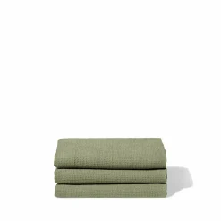 200 LINTEX Maison De Campagne|Salle De Bain : Esprit Japonais-Serviette de bain en lin - Nid d'abeille - Vert Komorebi