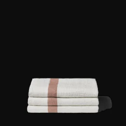 200 LINTEX Maison De Campagne|Serviettes De Table-Serviette de bain en lin - Nid d'abeille - Bande Rose Argile