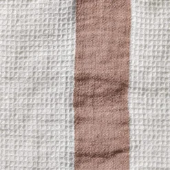 200 LINTEX Maison De Campagne|Serviettes De Table-Serviette de bain en lin - Nid d'abeille - Bande Rose Argile