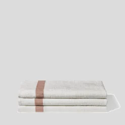 200 LINTEX Maison De Campagne|Serviettes De Table-Serviette de bain en lin - Nid d'abeille - Bande Rose Argile