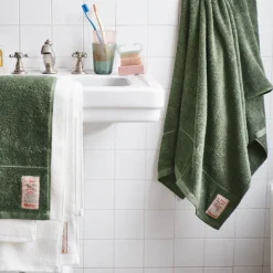 2100 GAZEX Sélection De Bain Merci|Serviettes De Table-Serviette de bain en éponge - Vert d'Anduze