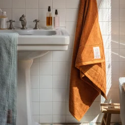 2100 GAZEX Sélection De Bain Merci|Serviettes De Table-Serviette de bain en éponge - Brique de Sienne