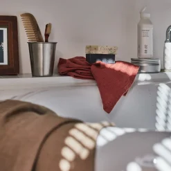 200 LINTEX Serviettes De Table|Serviettes Invités-Serviette de bain invité en lin - Nid d'abeille - Rouge Urushi