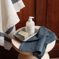 200 LINTEX Serviettes De Table|Serviettes Invités-Serviette de bain invité en lin - Nid d'abeille - Bleu Pétrole