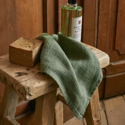 200 LINTEX Serviettes De Table|Serviettes Invités-Serviette de bain invité en lin - Nid d'abeille - Vert d'Anduze