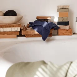 200 LINTEX Salle De Bain : Esprit Japonais|Serviettes De Table-Serviette de bain invité en lin - Nid d'abeille - Bleu Shibori