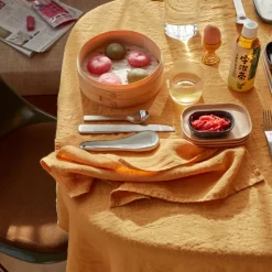 200 LINTEX Serviettes De Table-Serviette de table en lin lavé - Jaune Asahi