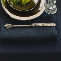 200 LINTEX Serviettes De Table-Serviette de table en lin lavé - Bleu Encre