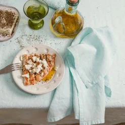 200 LINTEX Serviettes De Table-Serviette de table en lin lavé - Bleu Antiparos