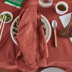 200 LINTEX Serviettes De Table-Serviette de table en lin lavé - Rouge Urushi