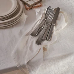 200 LINTEX Serviettes De Table-Serviette de table en lin lavé - Blanc Gres