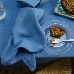 200 LINTEX Serviettes De Table-Serviette de table en lin lavé - Bleu Paros