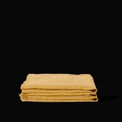 200 LINTEX L'esprit Merci|Serviettes De Table-Serviette de table en lin lavé - Carreaux Jaune Asahi