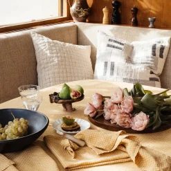 200 LINTEX L'esprit Merci|Serviettes De Table-Serviette de table en lin lavé - Carreaux Jaune Asahi