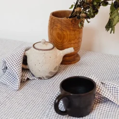 200 LINTEX L'esprit Merci|Serviettes De Table-Serviette de table en lin lavé - Carreaux Bleu Shibori