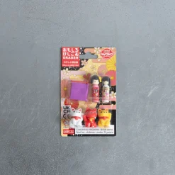 2073 IWAKO Écriture-Set de 7 gommes - Kokeshi & Cat