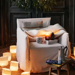 MERCI Guirlandes & Bobines|Maison De Campagne-Set de 4 lanternes en papier - Blanc et argenté