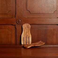 953 CHEVALIER Ustensiles-Set de 2 mains à salade en olivier