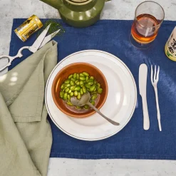 200 LINTEX Sets De Table-Set de table en lin lavé - Bleu Shibori