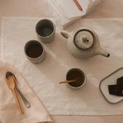 200 LINTEX Sets De Table-Set de table en lin lavé - Blanc Gres