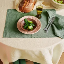 200 LINTEX Sets De Table-Set de table en lin lavé - Vert d'Anduze