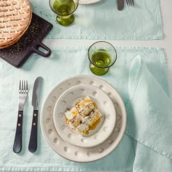 200 LINTEX Sets De Table-Set de table en lin lavé - Bleu Antiparos