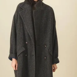 Femme SIX SŒURS Manteaux-SIXSOEURS - Manteau Clotilde - Noir/Vert