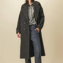 Femme SIX SŒURS Manteaux-SIXSOEURS - Manteau Clotilde - Noir/Vert