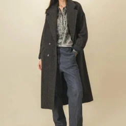 Femme SIX SŒURS Manteaux-SIXSOEURS - Manteau Clotilde - Noir/Vert