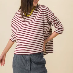 Femme SIX SŒURS T-shirts-SIXSOEURS - Mariniére Melie - Bordeaux