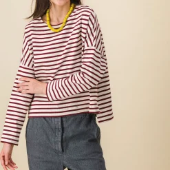 Femme SIX SŒURS T-shirts-SIXSOEURS - Mariniére Melie - Bordeaux