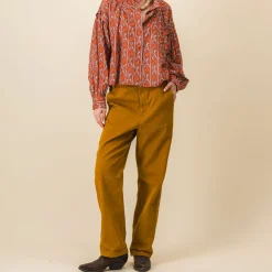 Femme SIX SŒURS Pantalons-SIXSOEURS - Pantalon Jodie - Ocre