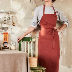 200 LINTEX Tabliers-Tablier en lin lavé - Rouge Urushi