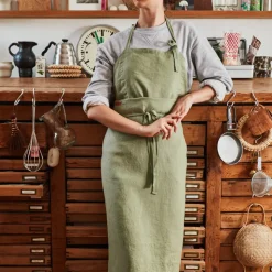 200 LINTEX Maison De Campagne|Tabliers-Tablier en lin lavé - Vert Komorebi