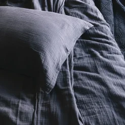 2100 GAZEX Taies D'oreiller-Taie d'oreiller en gaze de coton - Gris Fusain