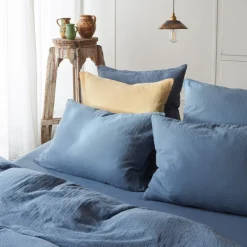 2100 GAZEX Taies D'oreiller-Taie d'oreiller en gaze de coton - Bleu Zinc