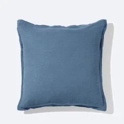 2100 GAZEX Taies D'oreiller-Taie d'oreiller en gaze de coton - Bleu Zinc