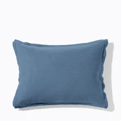 2100 GAZEX Taies D'oreiller-Taie d'oreiller en gaze de coton - Bleu Zinc