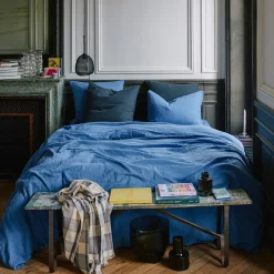 2100 GAZEX Taies D'oreiller-Taie d'oreiller en gaze de coton - Bleu Pompidou