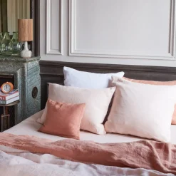 200 LINTEX Taies D'oreiller-Taie d'oreiller en lin lavé - Beige Rosé