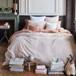 200 LINTEX Taies D'oreiller-Taie d'oreiller en lin lavé - Beige Rosé