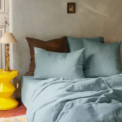 200 LINTEX Taies D'oreiller-Taie d'oreiller en lin lavé - Gris Vésuve