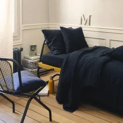 200 LINTEX Taies D'oreiller-Taie d'oreiller en lin lavé - Bleu Encre