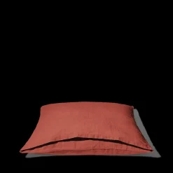 200 LINTEX Taies D'oreiller-Taie d'oreiller en lin lavé - Rouge Bourbon
