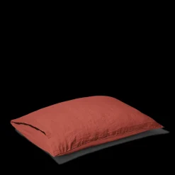 200 LINTEX Taies D'oreiller-Taie d'oreiller en lin lavé - Rouge Bourbon