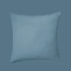 200 LINTEX Taies D'oreiller-Taie d'oreiller en lin lavé - Bleu Azur