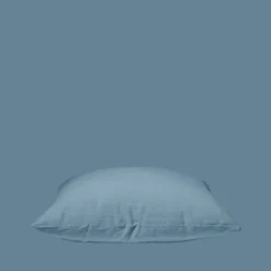 200 LINTEX Taies D'oreiller-Taie d'oreiller en lin lavé - Bleu Azur